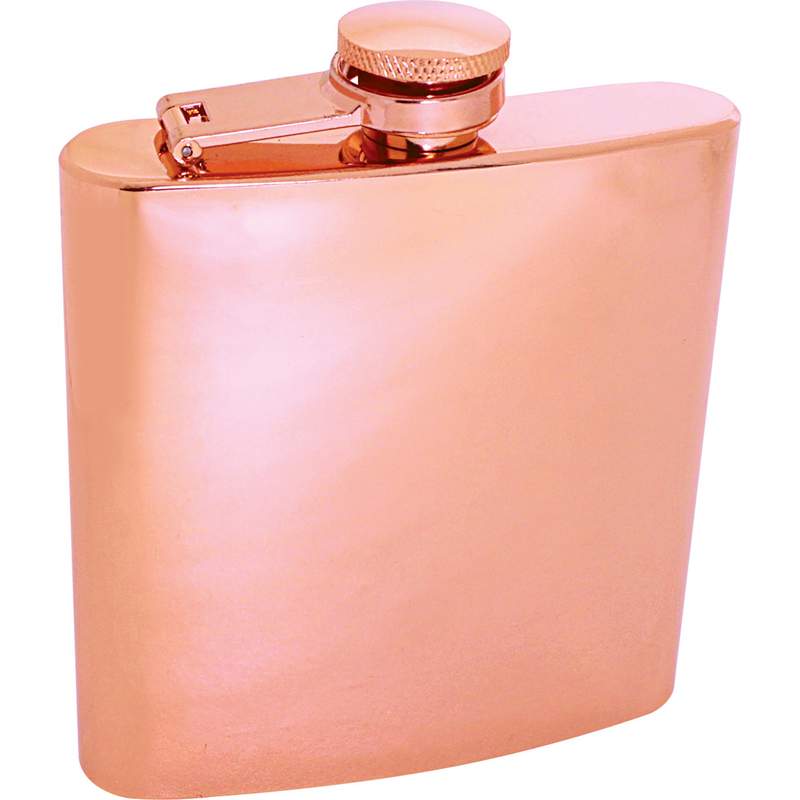 Maxam Copper-Tone Plated Stainless Steel Flask - 6oz.
