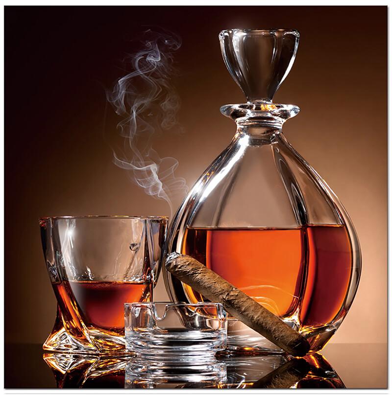 Cigar & Tasting Glass Acrylic Panel Wall Art - 40" x 40"