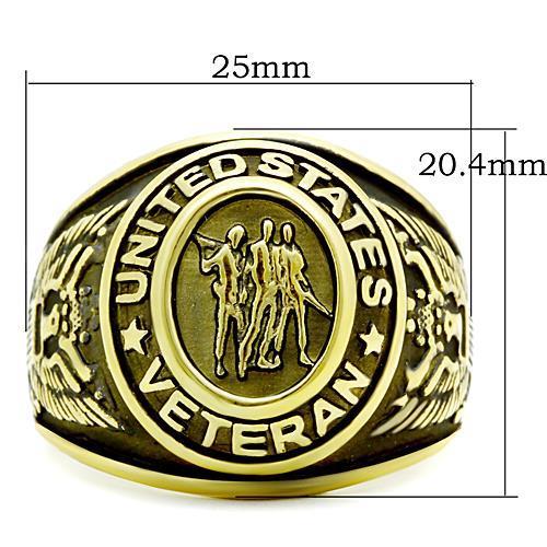 U.S. Veteran - Gold IP (Ion Plating) Stainless Steel Ring