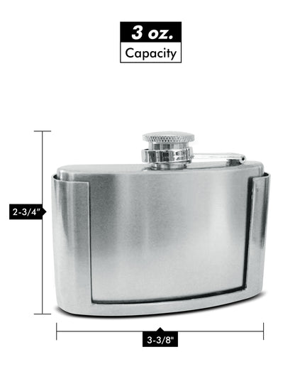 Stainless Steel Belt Buckle Flask - 3oz.