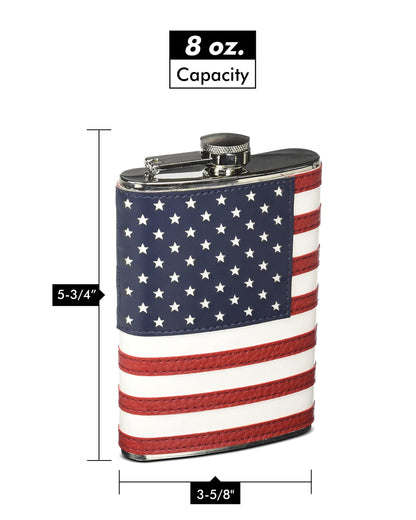 Stitched American Flag Flask - 8oz.