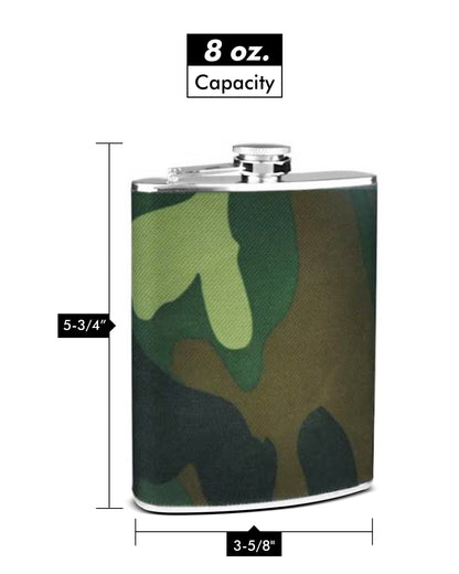 Silver Flask with Camouflage Wrap - 8oz.