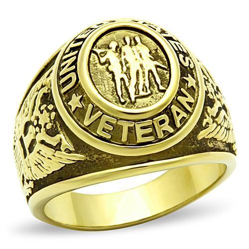 U.S. Veteran - Gold IP (Ion Plating) Stainless Steel Ring